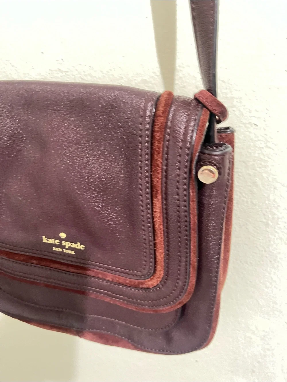 kate spade New York Pratt Rianne Leather Crossbody Bag in Deep Burgundy